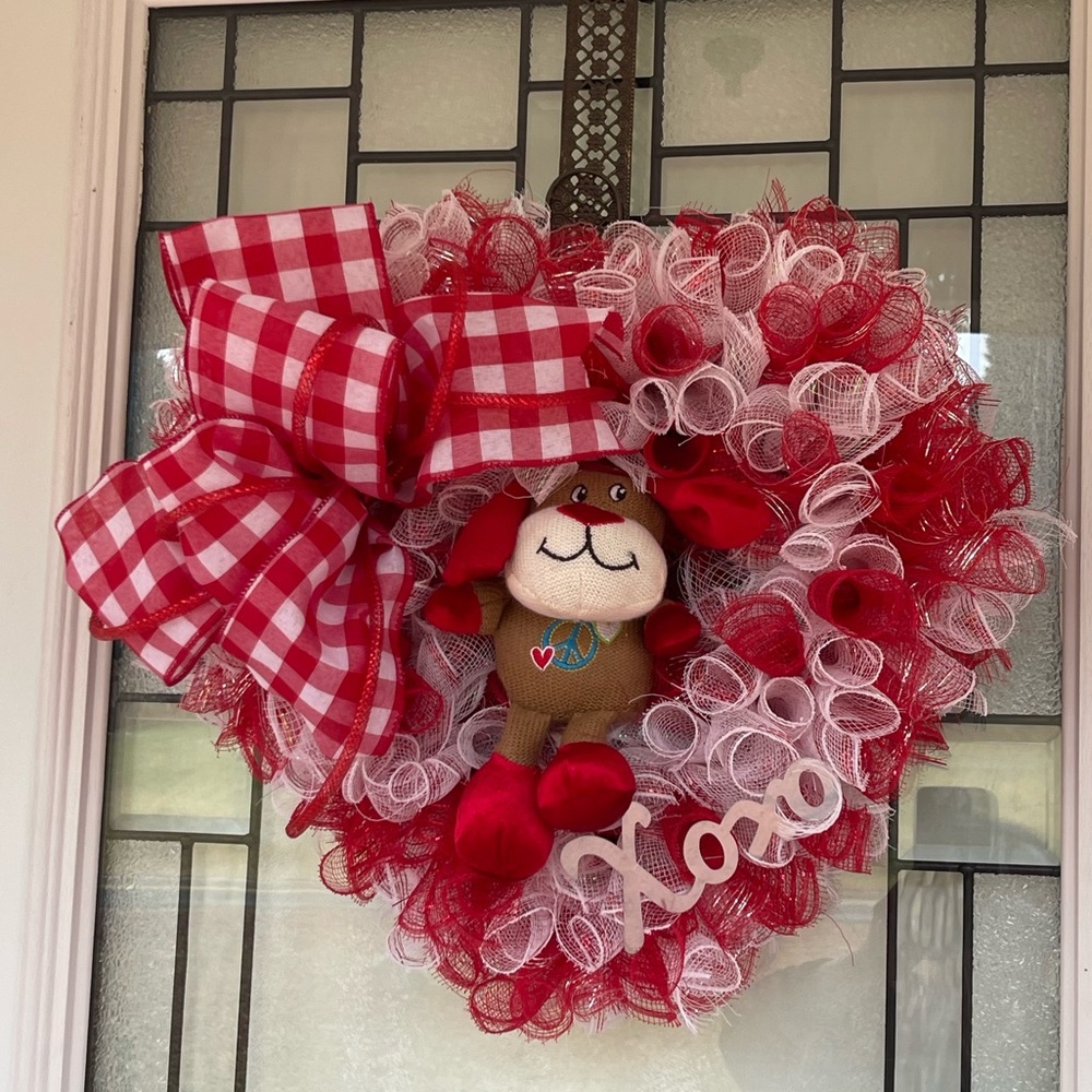 *Valentine's Day Red Heart Dan Dee Plush Wreath for Front Door